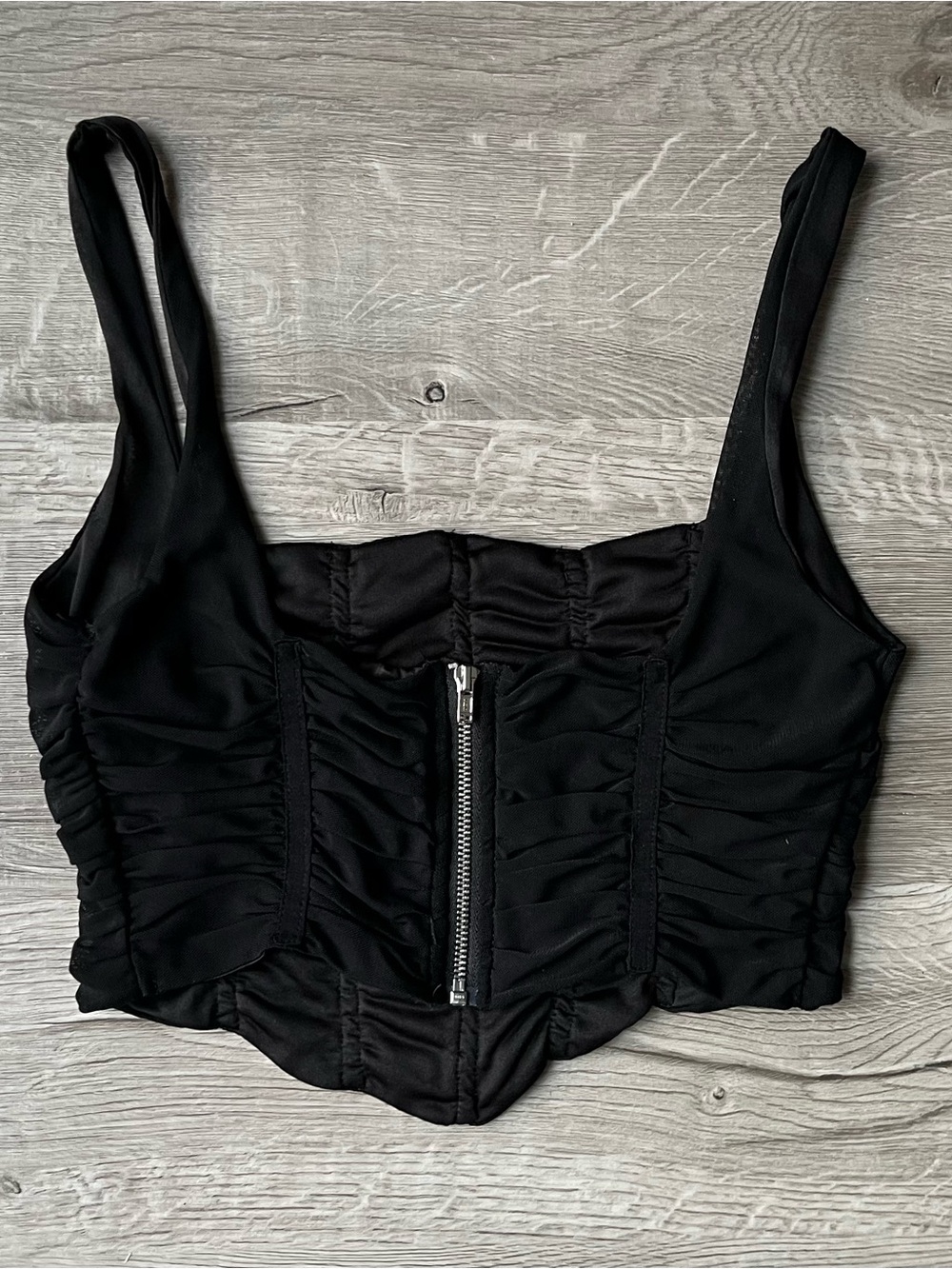 Black Ruched Tank Top - Picture 3 of 5